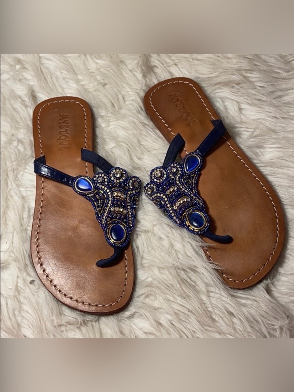 Gorgeous mystique embellished thong sandals